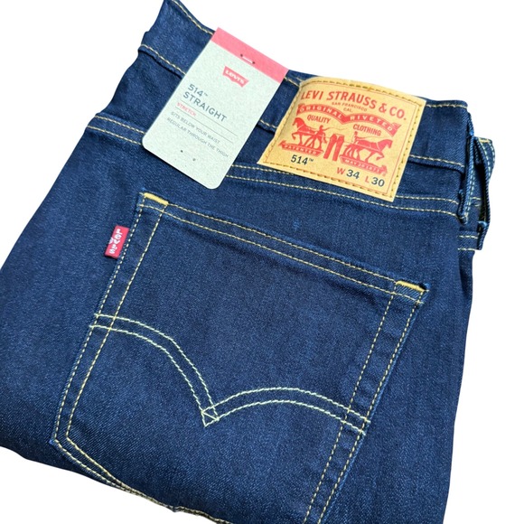 Levi Strauss & Co Other - Levi Strauss Co 514 Straight Stretch Dark Wash Denim Jeans Men W34 L30‎